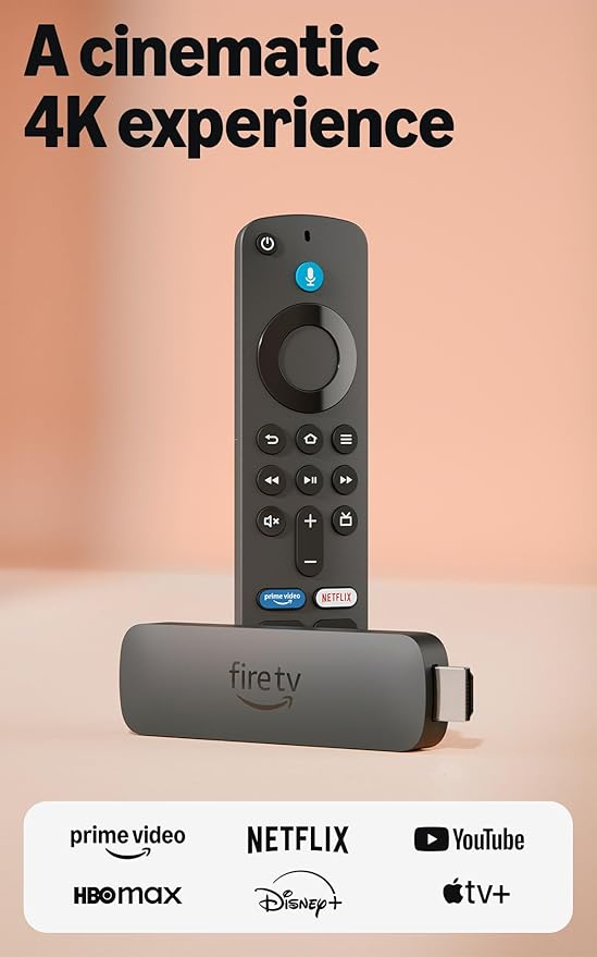 Amazon Fire TV Stick 4K (newest model) with AI-powered Fire TV Search, Wi-Fi 6, stream over 1.8 million movies and shows, free & live TV
