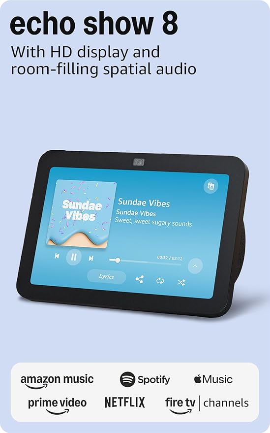 Amazon Echo Show 8, With Spatial Audio, Smart Home Hub, ideal for open living spaces, Designed for Alexa+, Charcoal