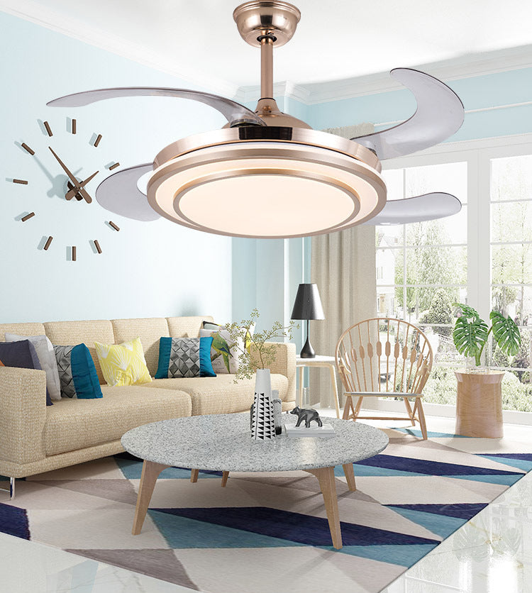 Full-Spektrum Augenschutz LED-Deckenventilator-Kronleuchter — 36–48 Zoll, unsichtbare Flügel, WLAN, Sprachsteuerung