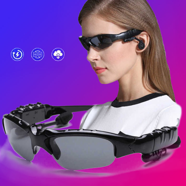 Lunettes de soleil de sport Bluetooth — Casque stéréo sans fil, monture ovale, 3 options de lentilles