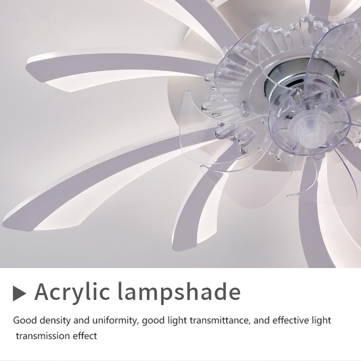 Moderner leiser Deckenventilator mit Licht — 50W, App- & Fernbedienung, stufenloses Dimmen, mehrere Flügelstile