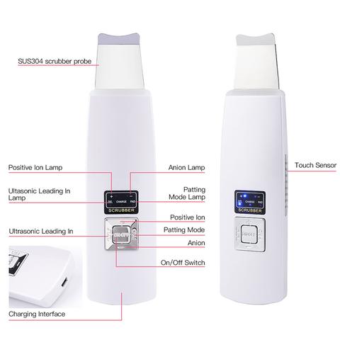 Nettoyant Facial Ultrasonique, Épurateur de Peau, Dissolvant de Points Noirs, Masseur Facial Vibrant, Peeling Ultrasonique, Appareil de Nettoyage en Profondeur 394