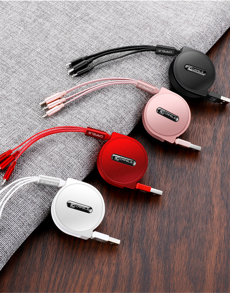 Teleskopisches 3-in-1 Ladekabel – 1m, Multi-Anschluss, universelle Telefonkompatibilität
