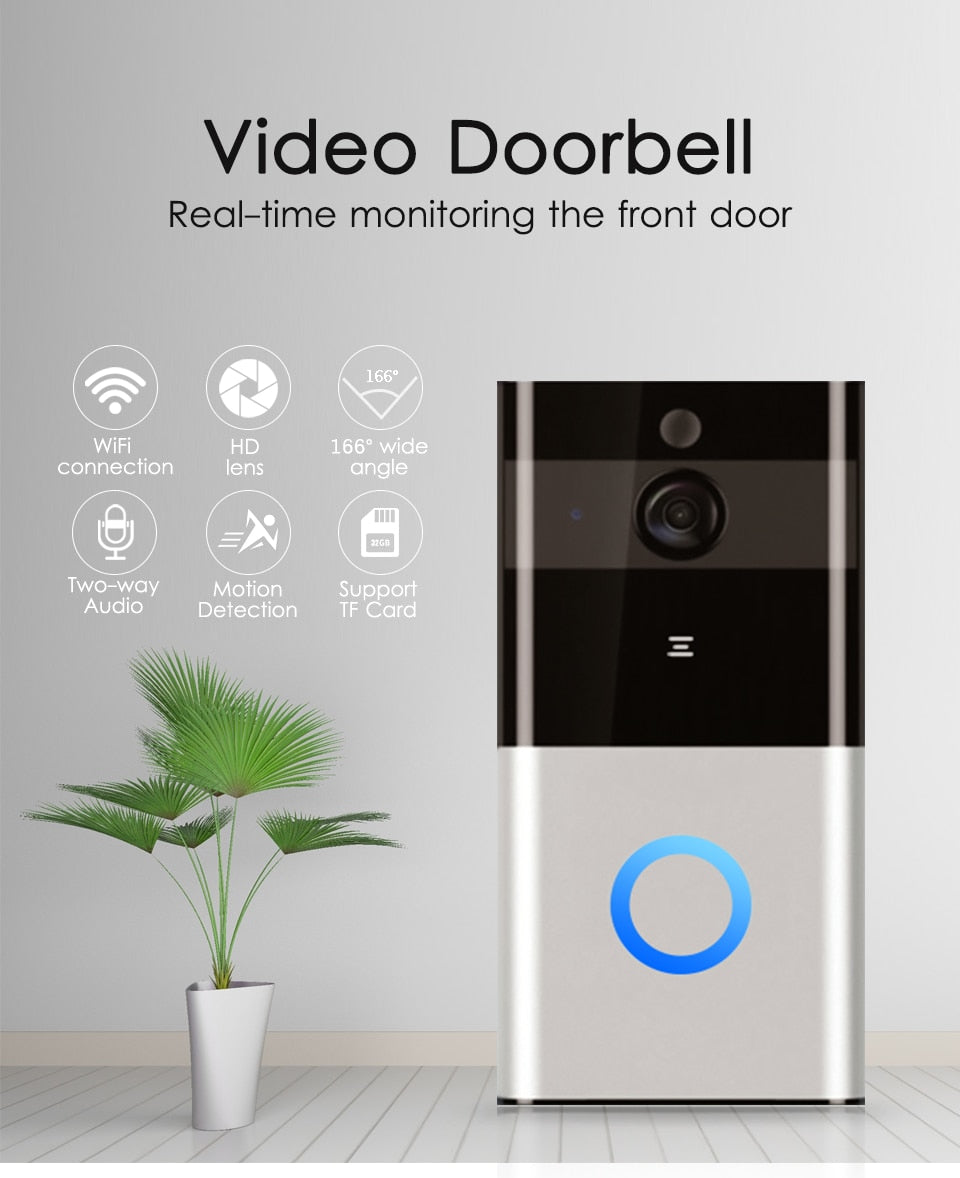 Marlboze 720P WIFI Sonnette Visuelle Interphone Sans Fil Détection de Mouvement PIR Vision Nocturne Carte SD Vidéo Sonnette Intelligente