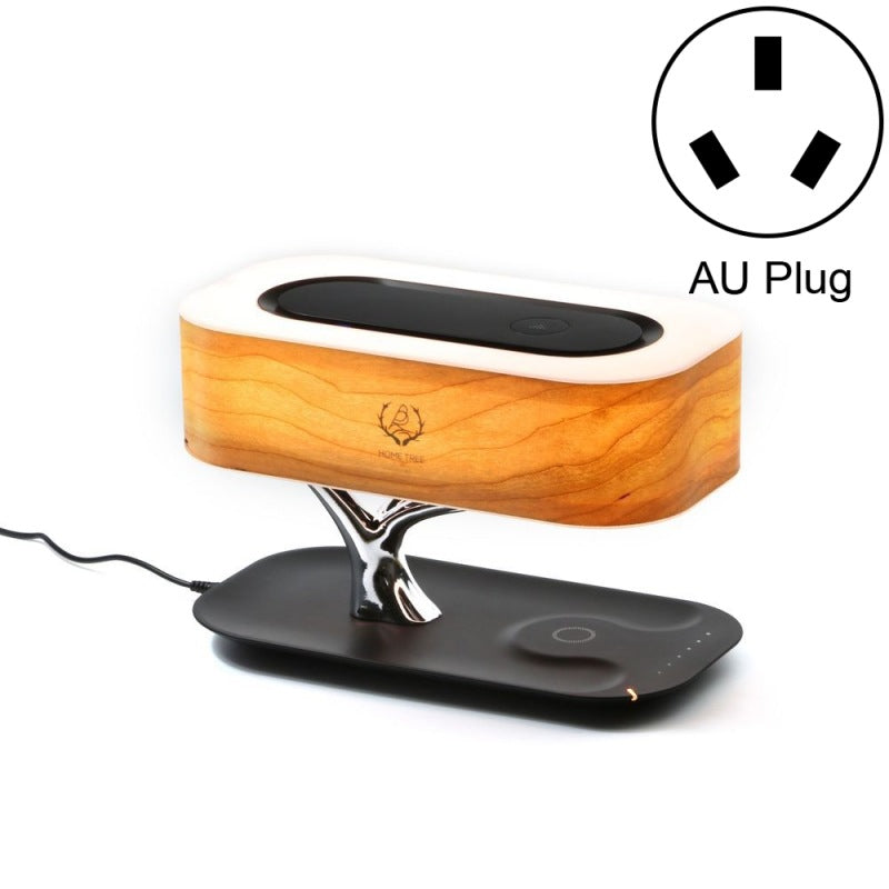 Lampe de table lumineuse créative en forme d'arbre, haut-parleur de musique compatible Bluetooth, lampe de chevet, intensité réglable, chargeur sans fil pour téléphone, lumières de bureau