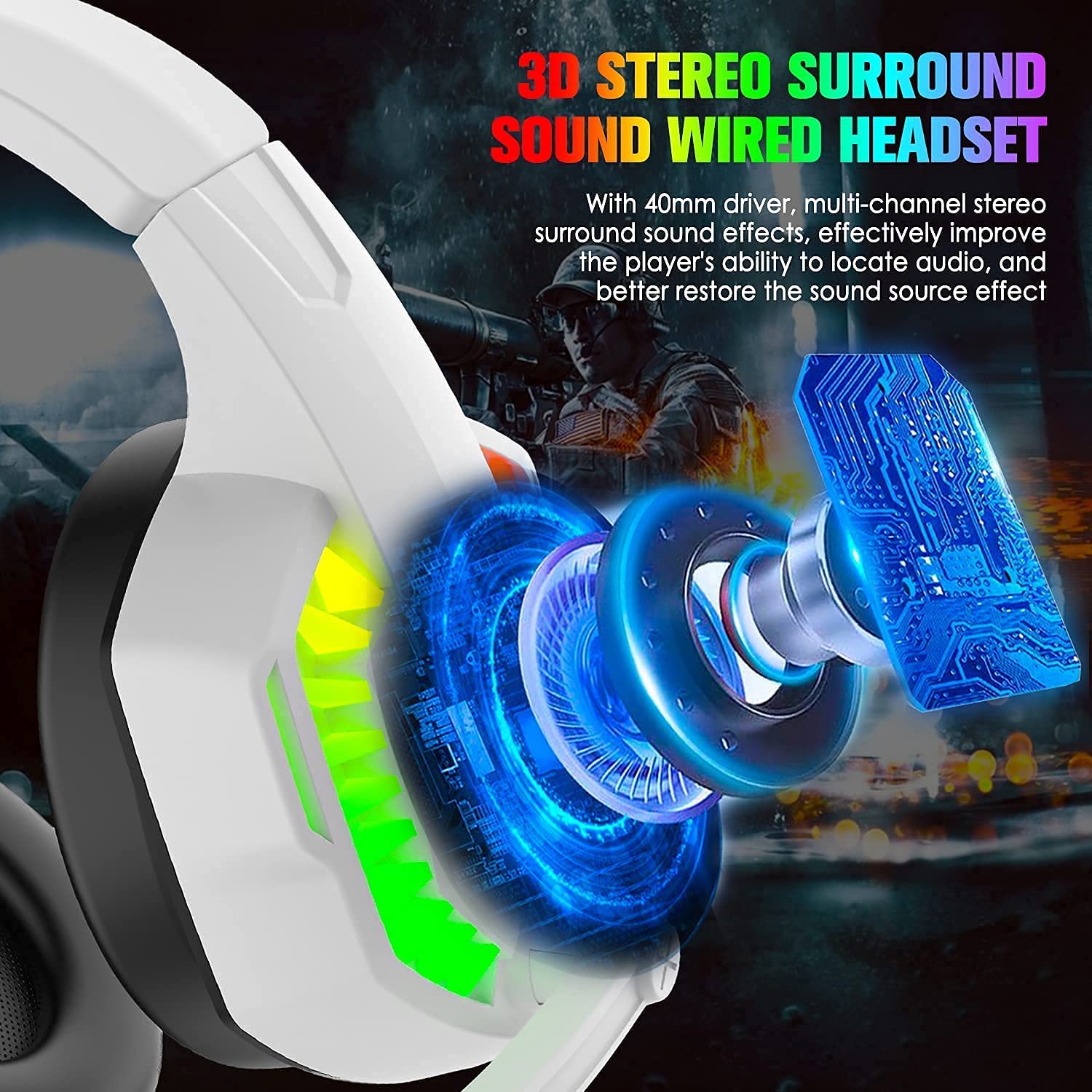 RGB Gaming-Headset mit Geräuschunterdrückendem Mikrofon – PS4, Xbox, PC, Switch