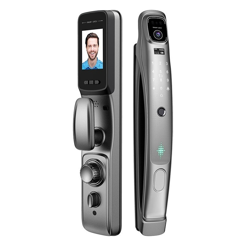 Serrure de porte intelligente à empreinte digitale — Reconnaissance faciale, Interphone visuel à distance, Entrée sans clé