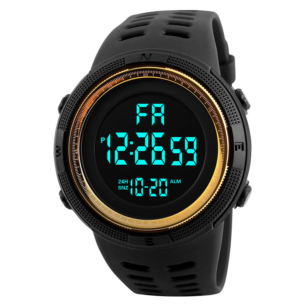 Montre électronique à grand cadran, lumineuse, style sportif et dominant