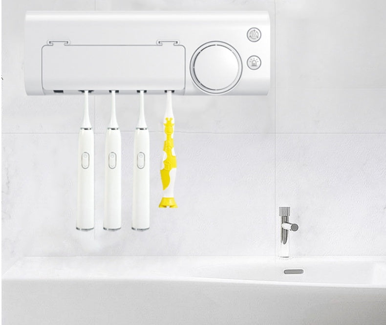Boîte de stérilisation UV pour brosses à dents — Fixation murale, sans perçage, rechargeable par USB, cycle de 10 min