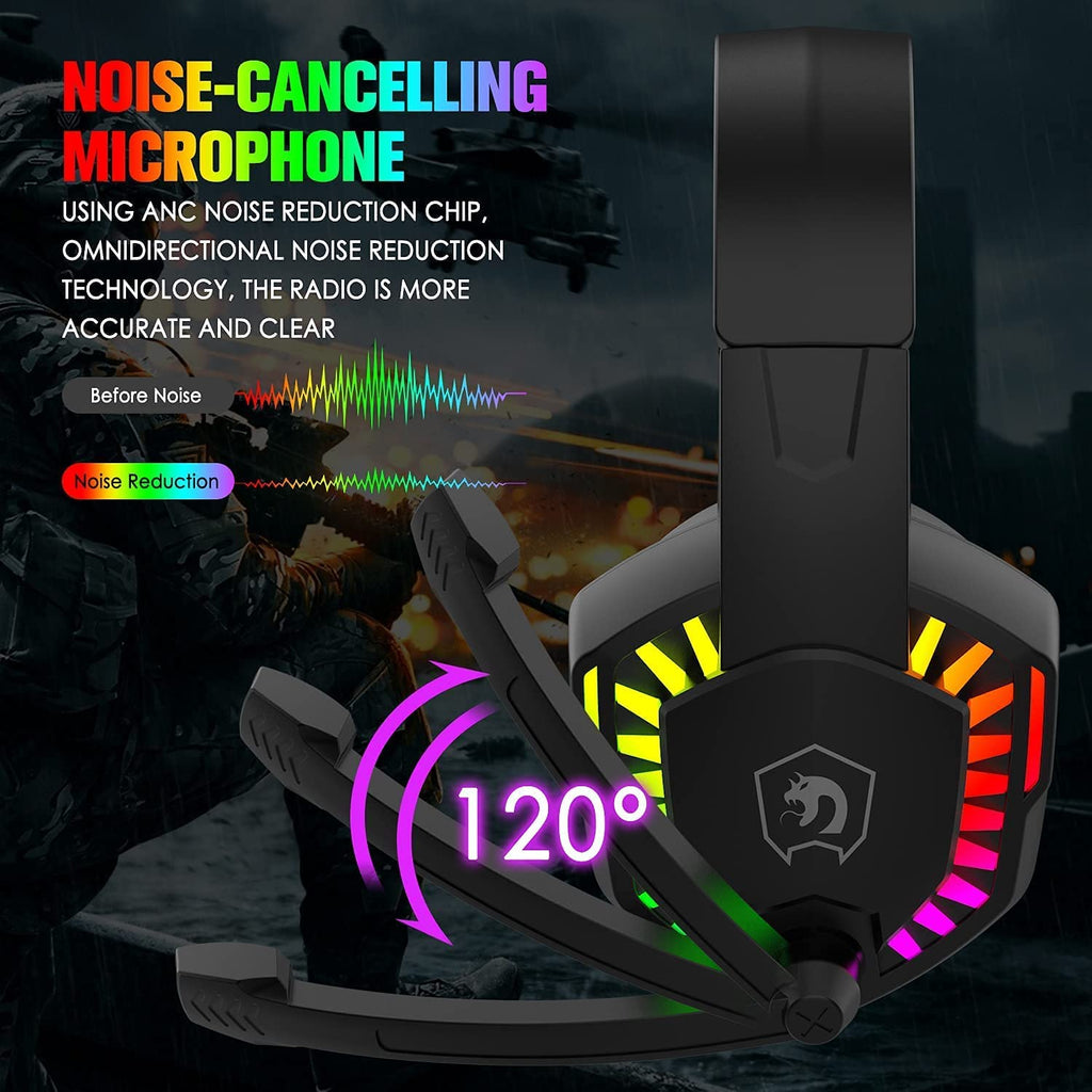 RGB Gaming-Headset mit Geräuschunterdrückendem Mikrofon – PS4, Xbox, PC, Switch