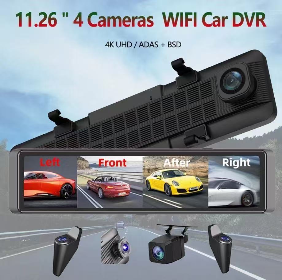 4K Mirror Dash Cam — 360°, 12" Full Screen