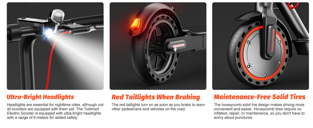 TODIMART T3 Folding Electric Scooter, 25-35km, Ultra-Light Electric Scooters Adults, 36V 7.8Ah Battery, 350W Peak Motor,App City