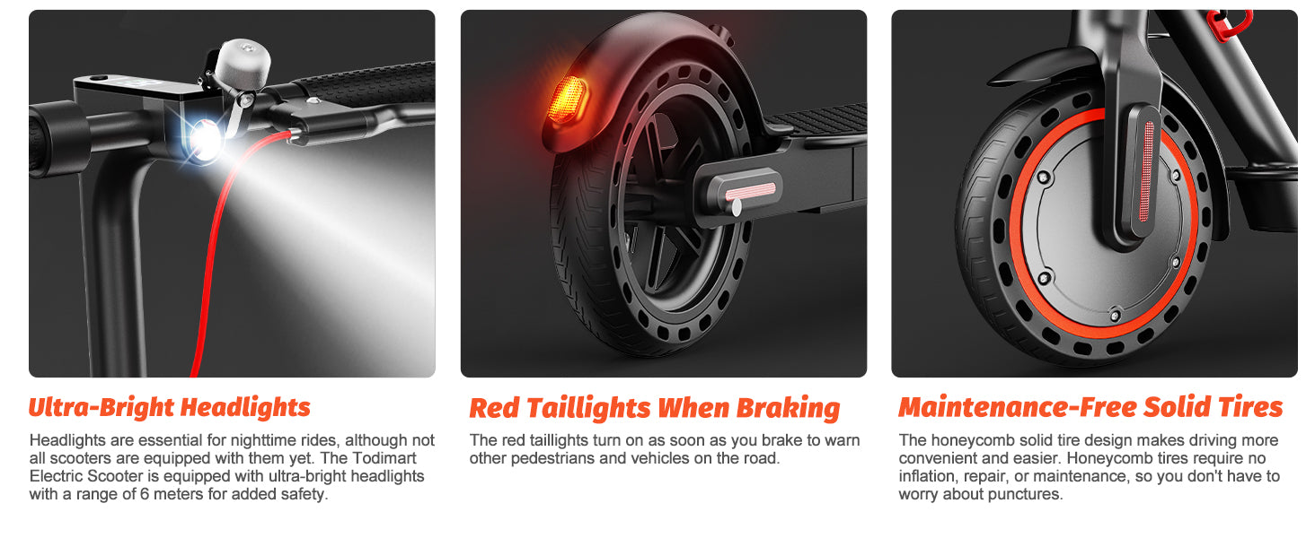 TODIMART T3 Folding Electric Scooter, 25-35km, Ultra-Light Electric Scooters Adults, 36V 7.8Ah Battery, 350W Peak Motor,App City