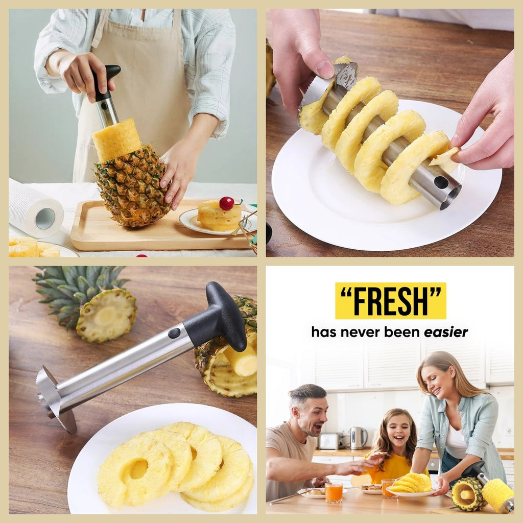 Pineapple Cutter Stainless Steel Pineapple Slicer Pineapple Extractor Peeler Core Separator Spiral Rotary Pineapple Peeler