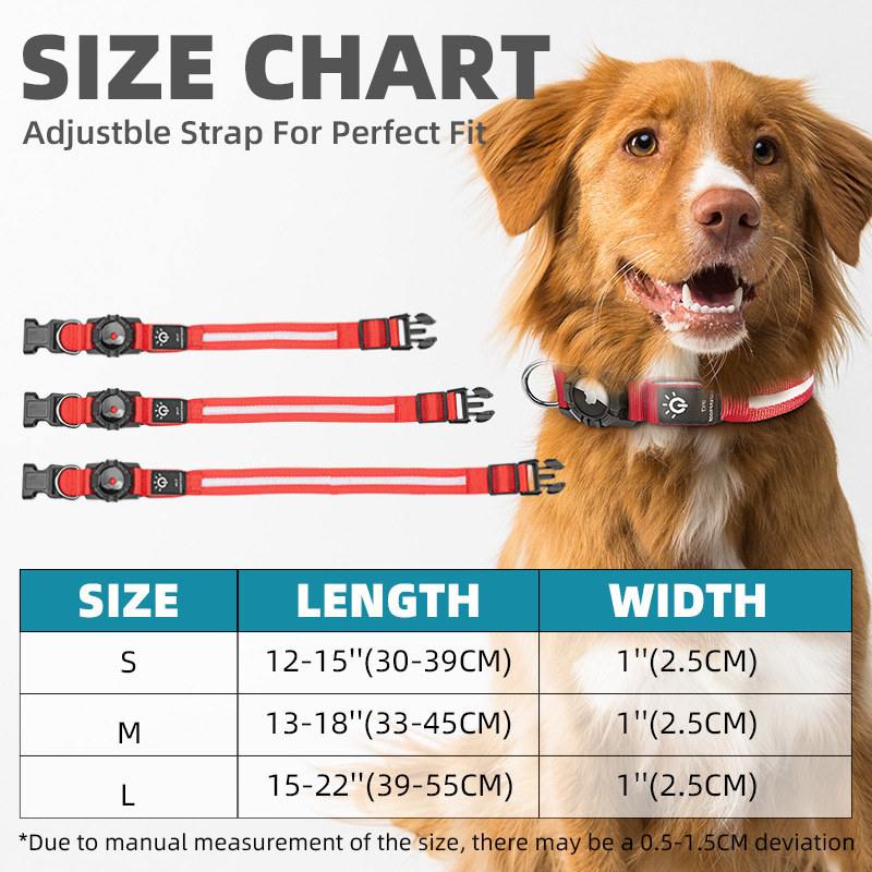 LED Dog Collar with AirTag Holder | Teckeleck UK