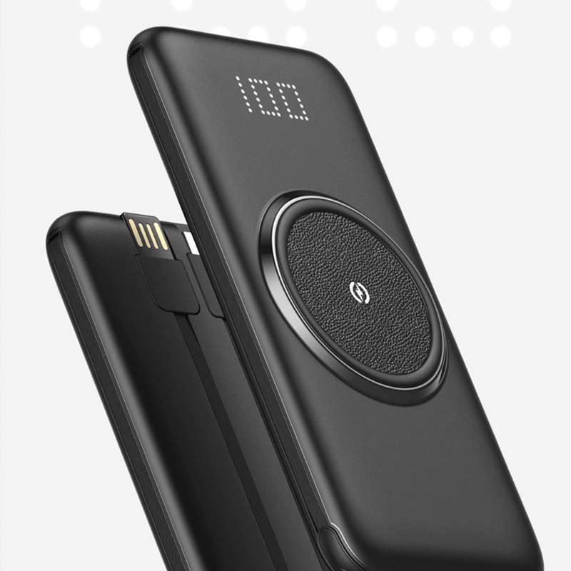 Wireless Power Bank — Large Capacity, Built-In Cable