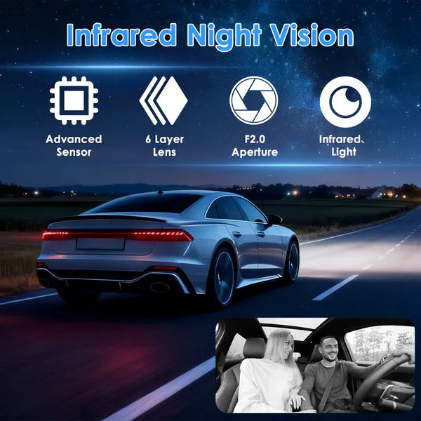 WiFi 3-Channel Dash Cam — 1080P, Night Vision