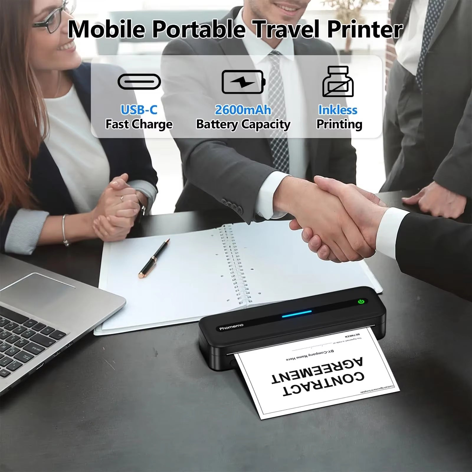 M835 Tragbarer A4 Thermodrucker – Bluetooth, USB-C, Tintenlos