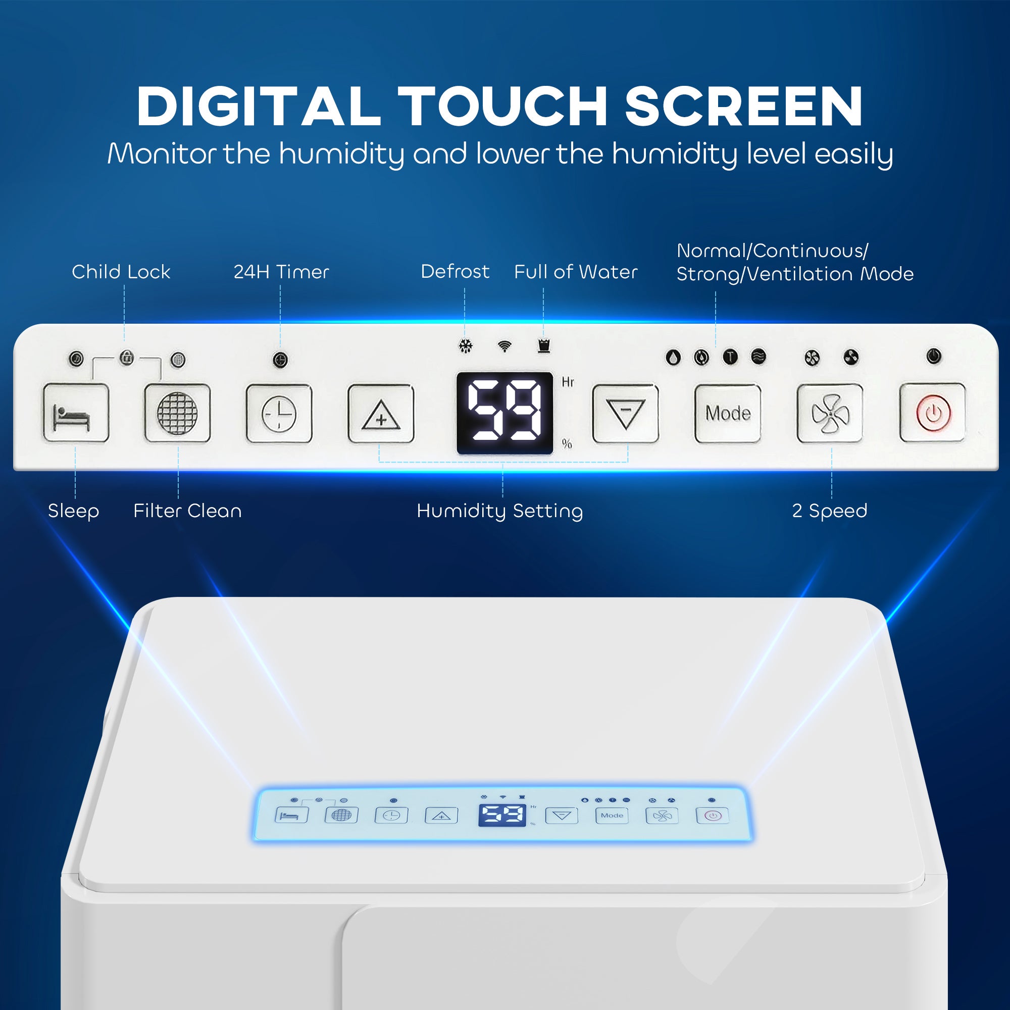 HOMCOM 30L Dehumidifier with Filter, Auto Defrost, for Home Laundry Drying