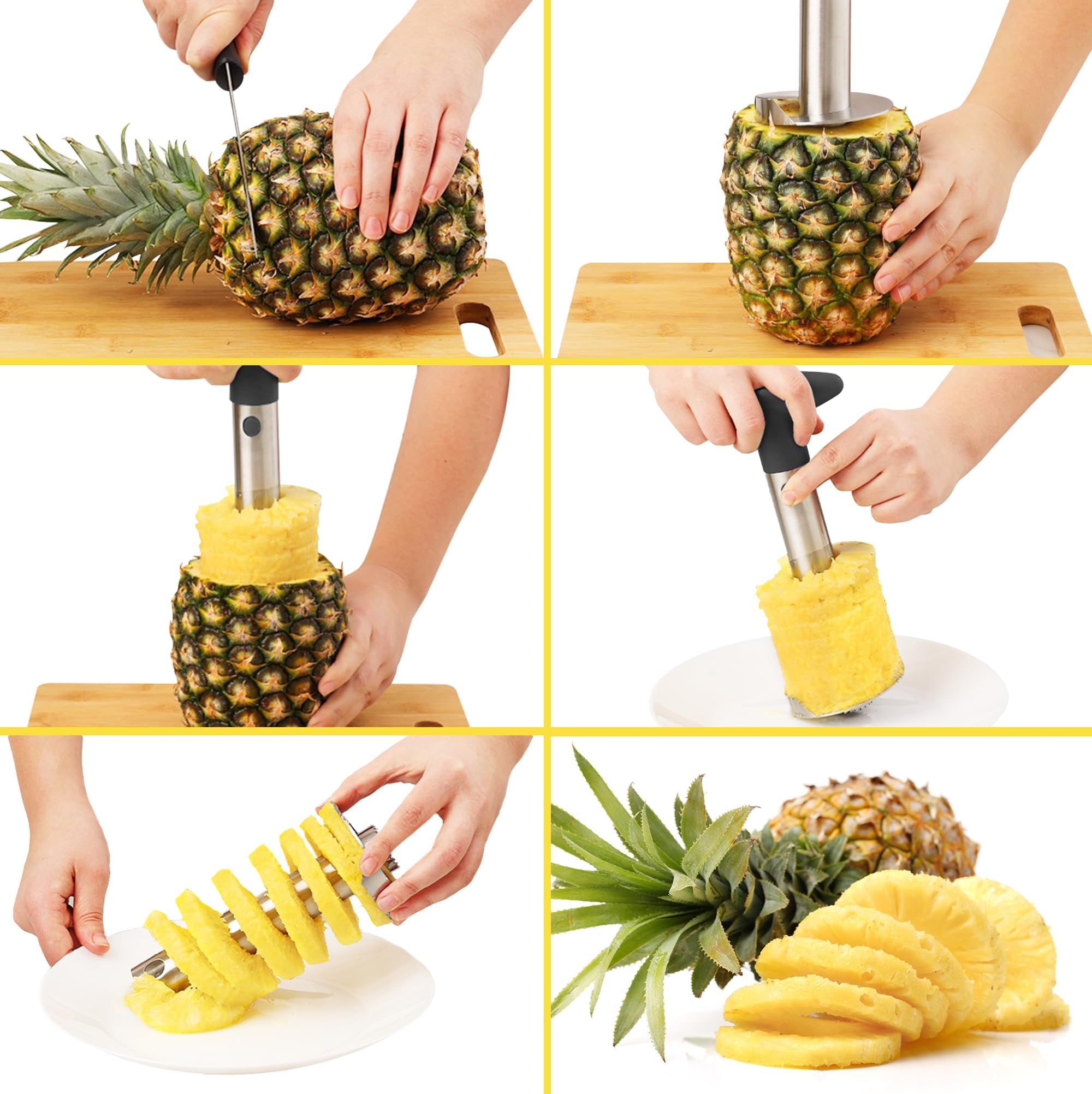 Pineapple Cutter Stainless Steel Pineapple Slicer Pineapple Extractor Peeler Core Separator Spiral Rotary Pineapple Peeler