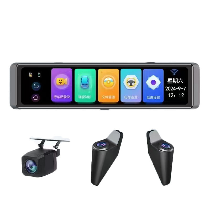 4K Mirror Dash Cam — 360°, 12" Full Screen