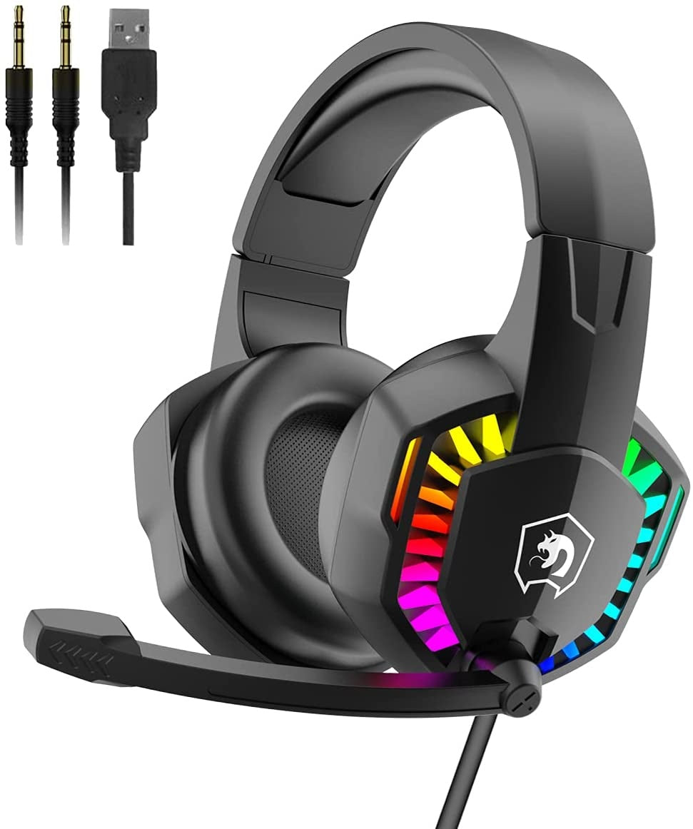 RGB Gaming-Headset mit Geräuschunterdrückendem Mikrofon – PS4, Xbox, PC, Switch