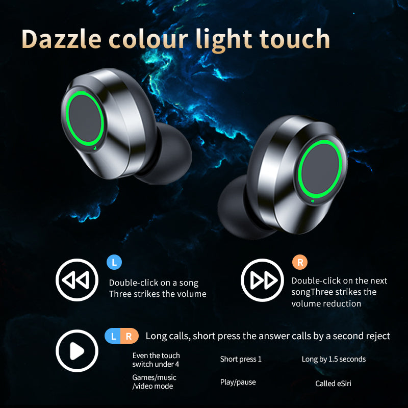 Écouteurs sans fil YD03 TWS – Bluetooth 5.3, écran LED, microphone antibruit, lumière respirante