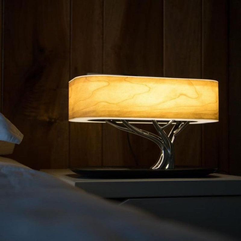 Kreative Baumlampe mit Bluetooth-Lautsprecher, Nachttischlampe, dimmbar, kabelloses Laden für Telefone, Schreibtischlampe