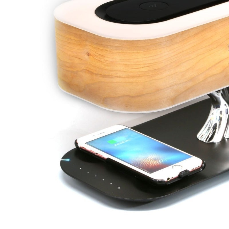 Kreative Baumlampe mit Bluetooth-Lautsprecher, Nachttischlampe, dimmbar, kabelloses Laden für Telefone, Schreibtischlampe