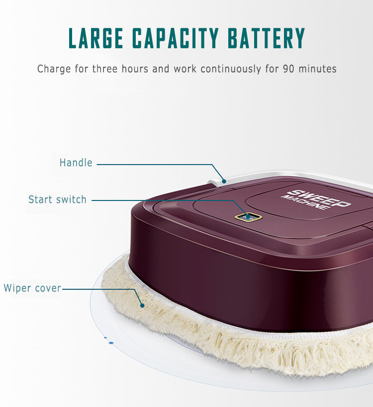 Mini robot aspirateur — 3-en-1 balayage, lavage et aspiration, alimenté par USB, moins de 70m²