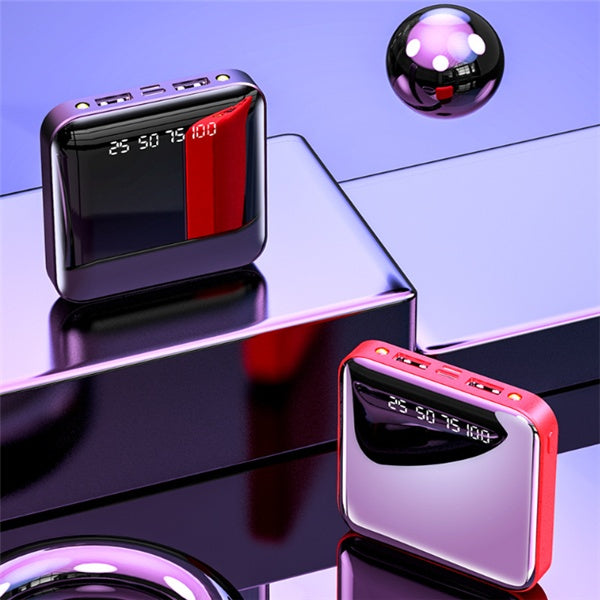 Mini Powerbank 20000mAh – Tragbares Spiegel-Digitaldisplay, Multi-USB-Ausgang