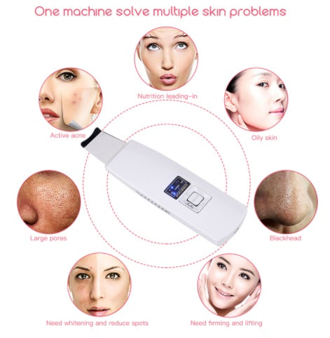 Nettoyant Facial Ultrasonique, Épurateur de Peau, Dissolvant de Points Noirs, Masseur Facial Vibrant, Peeling Ultrasonique, Appareil de Nettoyage en Profondeur 394