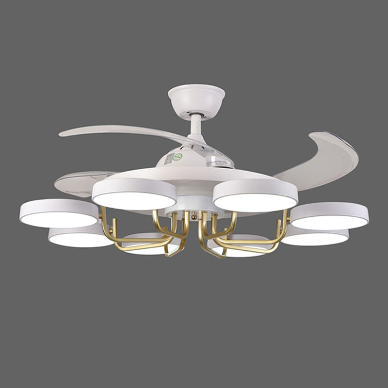 Ventilateur de plafond nordique moderne avec lumière LED — 72W, 42", 8 pales, télécommande, 3 couleurs dimmables