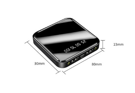 Mini Powerbank 20000mAh – Tragbares Spiegel-Digitaldisplay, Multi-USB-Ausgang