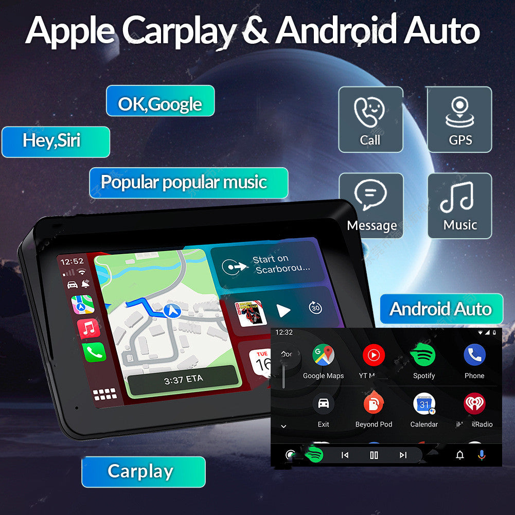 7" Tragbarer drahtloser CarPlay- & Android Auto MP5 Player – Rückfahrkamera