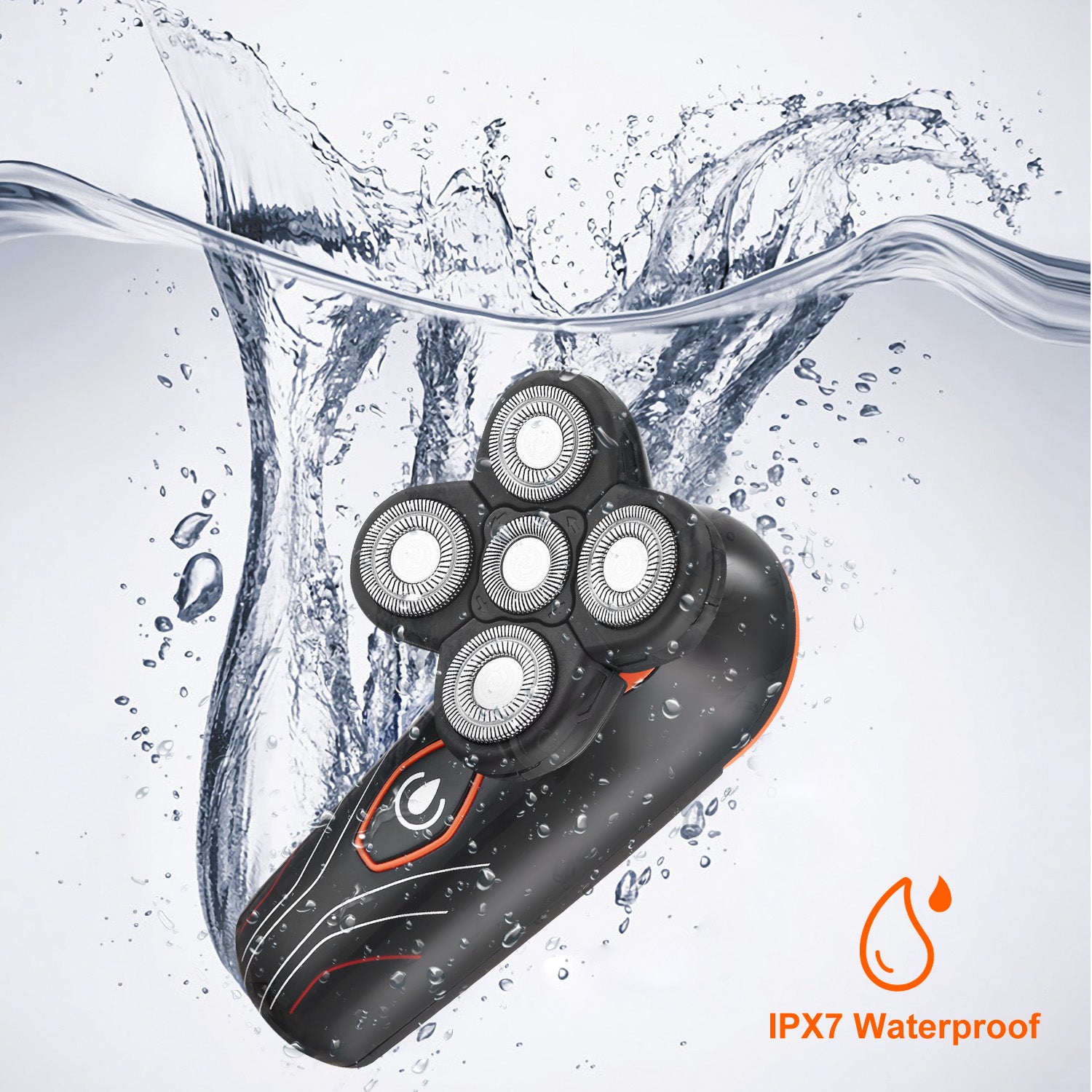 Rasoir électrique 4D étanche IPX7, rasoir rotatif avec 5 têtes flottantes, rechargeable, tondeuse à barbe, rasoir pour homme, utilisation humide et sèche