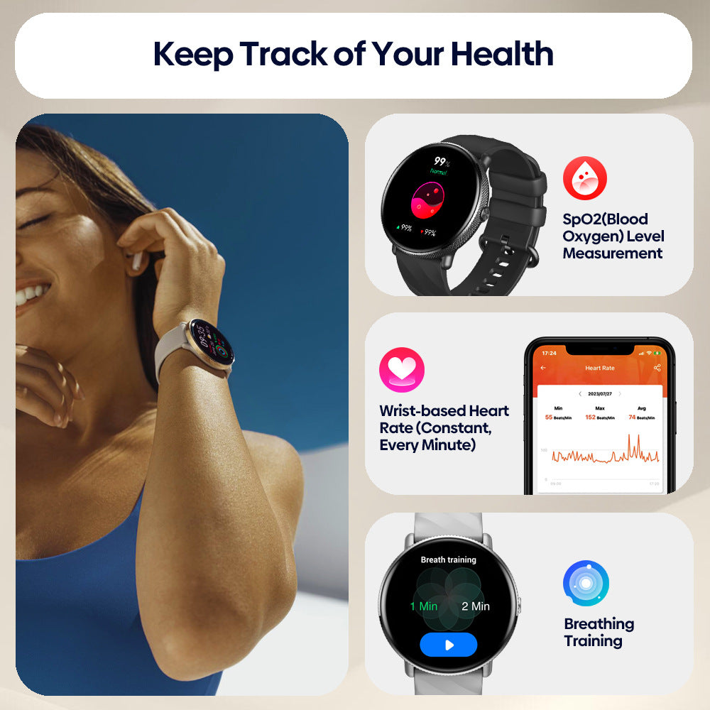 Women’s Smart Watch — Stainless Steel, Fitness