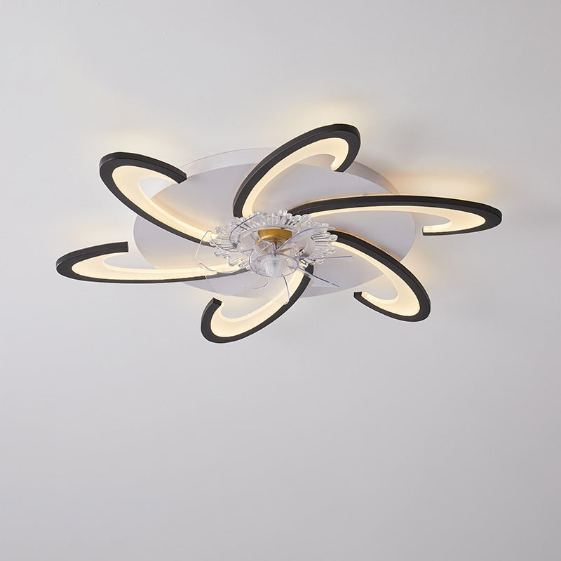 Ventilateur de plafond moderne et silencieux avec lumière — 50W, contrôle par application et télécommande, gradation continue, plusieurs styles de pales