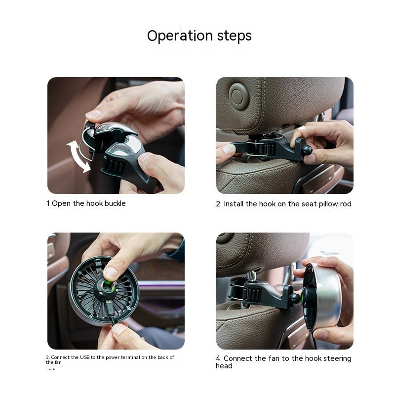 Car USB Hook Fan — Plug & Play, 12W