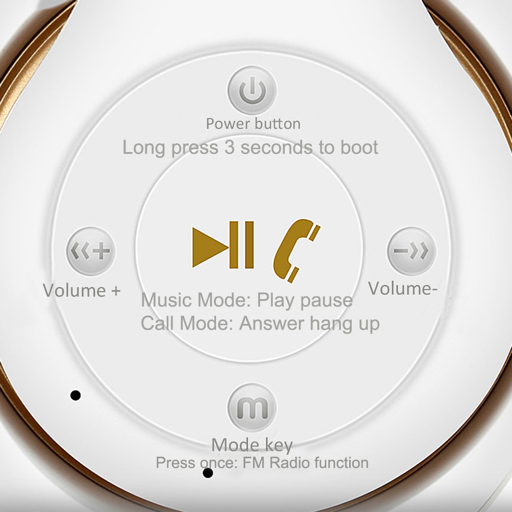Drahtloses Bluetooth-Headset – Stereo, 10 m Reichweite, Bluetooth 4.2, Over-Ear