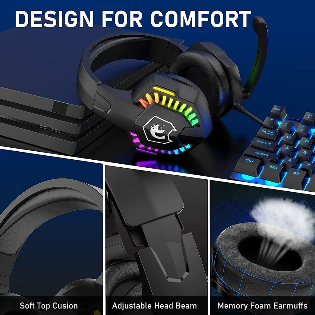 RGB Gaming-Headset mit Geräuschunterdrückendem Mikrofon – PS4, Xbox, PC, Switch