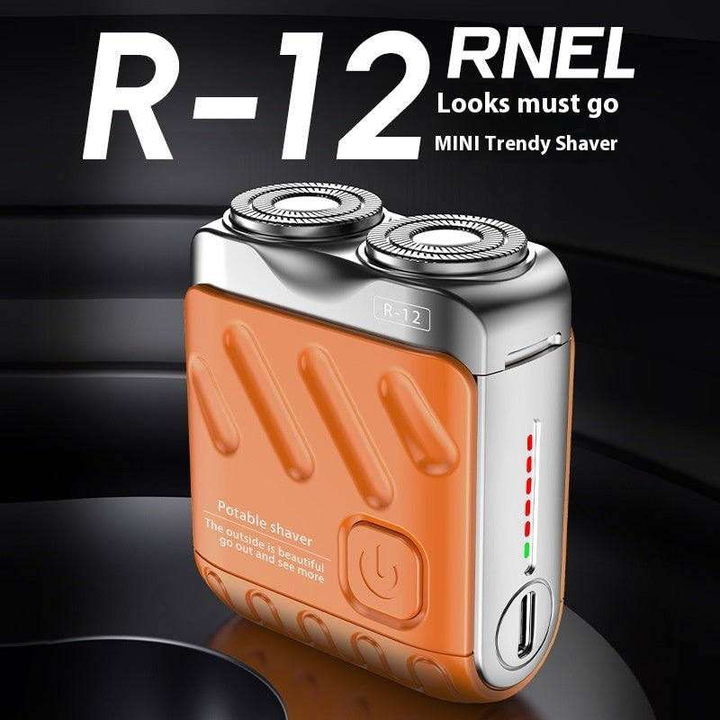 Rasoir Électrique Rotatif Portable Double Anneau Mini Rasoir de Voyage pour Hommes Double Tête de Lame Magnétique Flottante Rasoirs de Poche Rechargeables