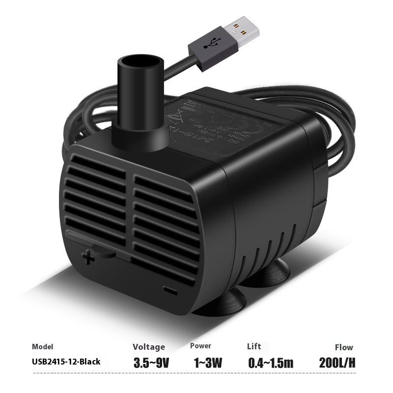 Pompe de fontaine de rocaille Pet Mute Mini Loop – USB et CC, ABS, eau de circulation