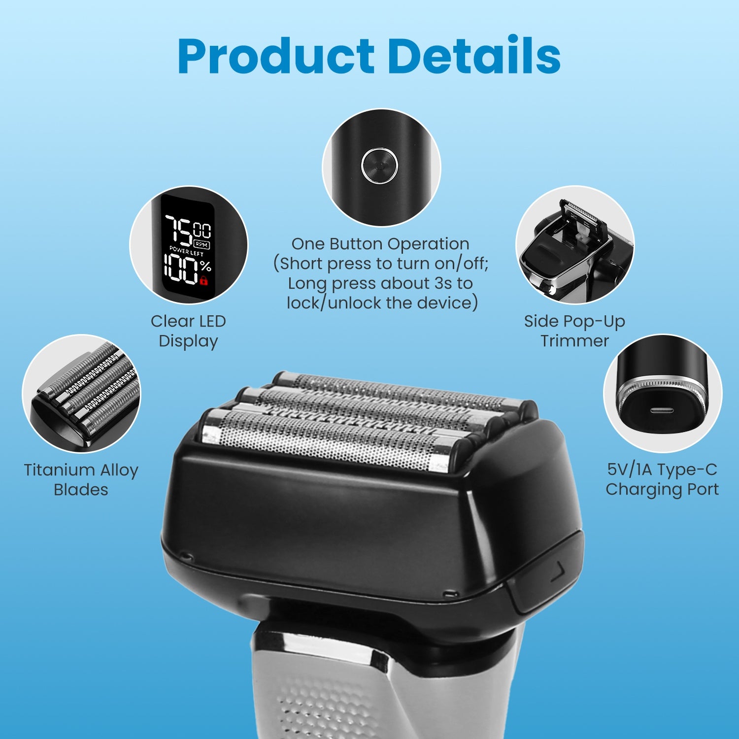 Foil Electric Shaver — 5-Blade, Waterproof