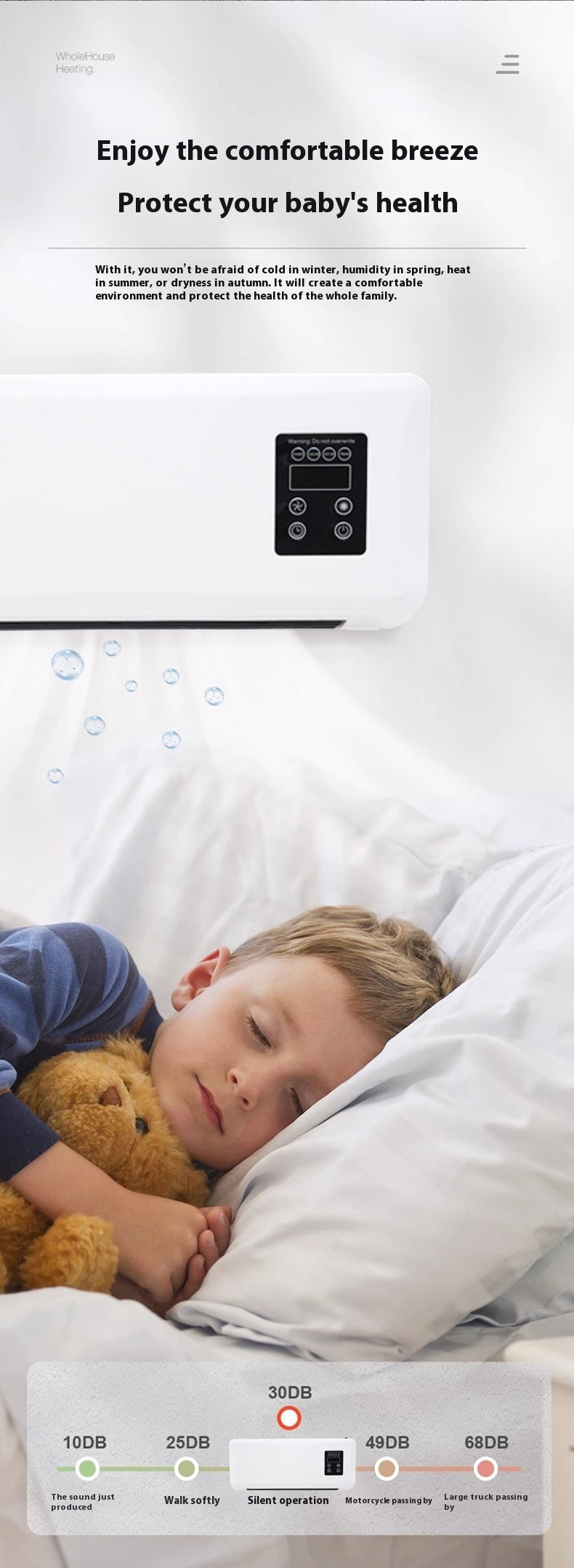 Wandmontierter Badheizer – Warme und kalte Luft, digitale Temperaturregelung, 220 V