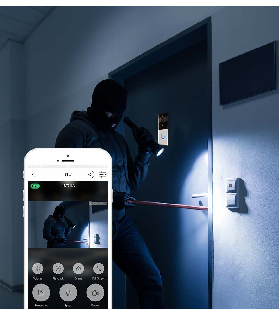 Marlboze Video Doorbell — 720P, PIR Motion Detection
