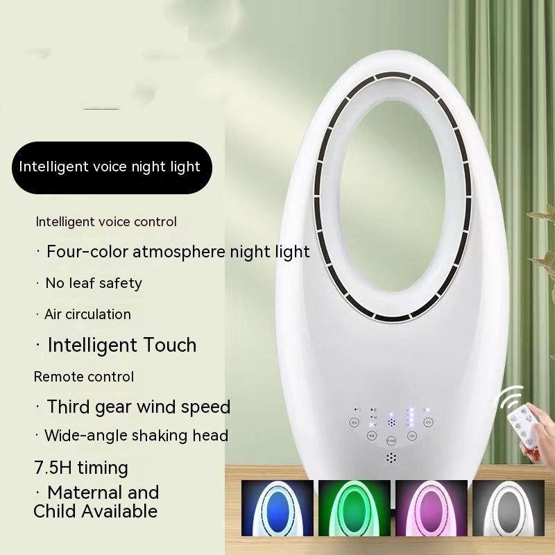 Ventilateur électrique vertical silencieux pour la maison – 3 vitesses, tactile et télécommandé, avec éclairage d'ambiance et options de commande vocale