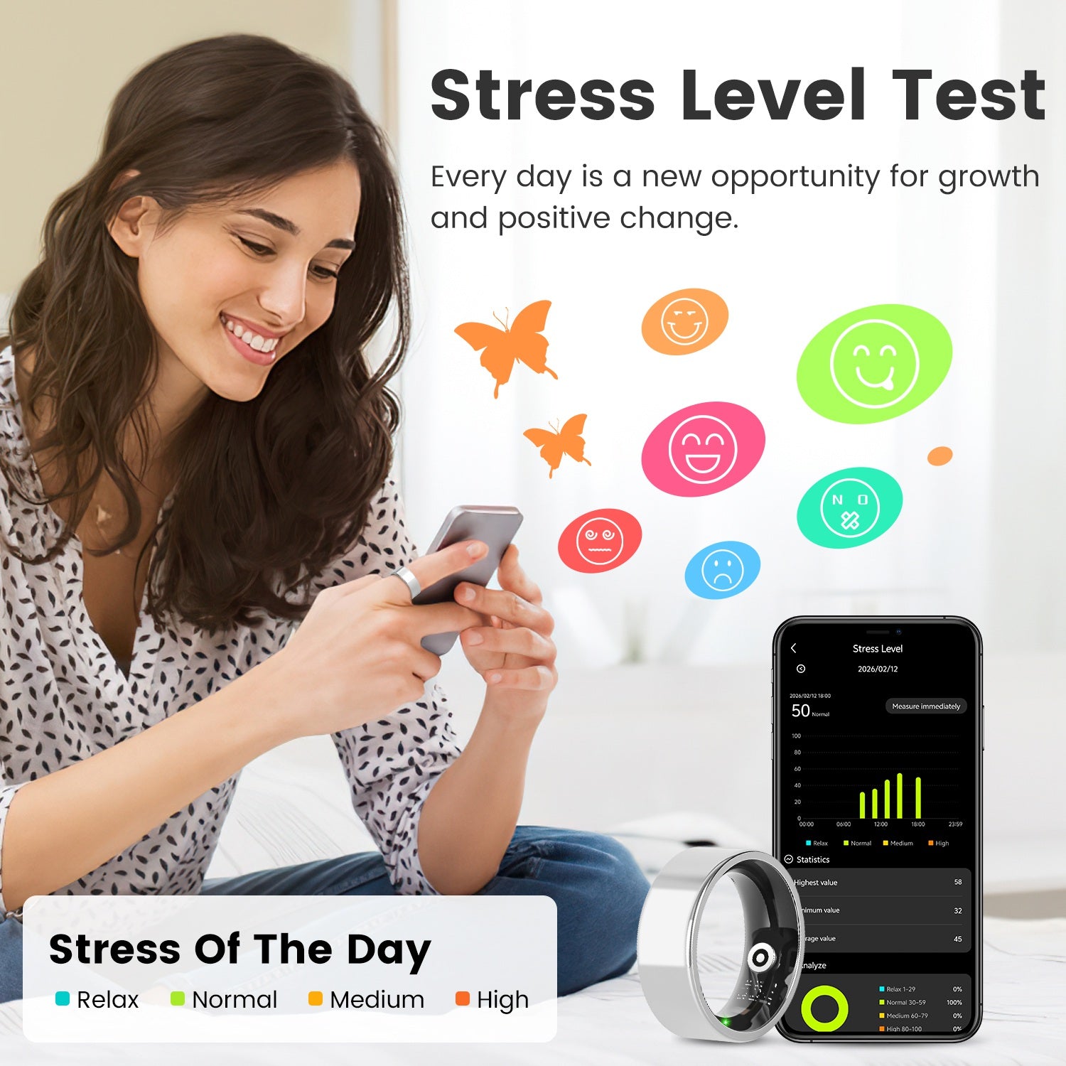Smart Ring — Heart Rate, Blood Oxygen, Sleep