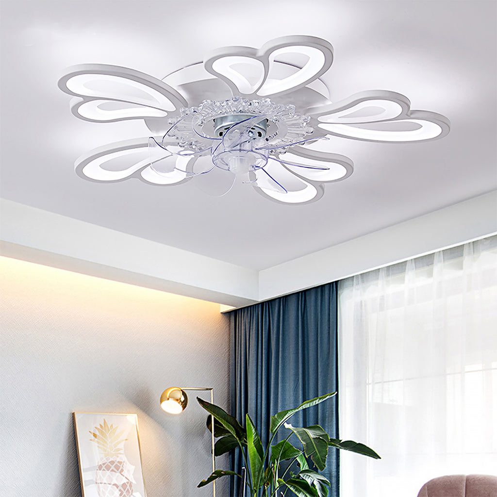 Moderner leiser Deckenventilator mit Licht — 50W, App- & Fernbedienung, stufenloses Dimmen, mehrere Flügelstile