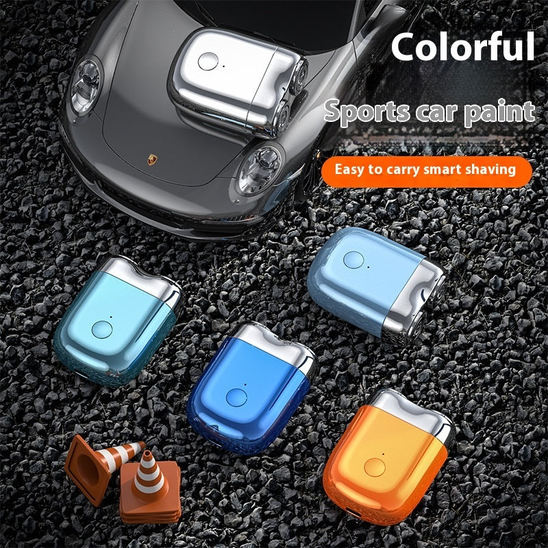 Rasoir Électrique Rotatif Portable Double Anneau Mini Rasoir de Voyage pour Hommes Double Tête de Lame Magnétique Flottante Rasoirs de Poche Rechargeables